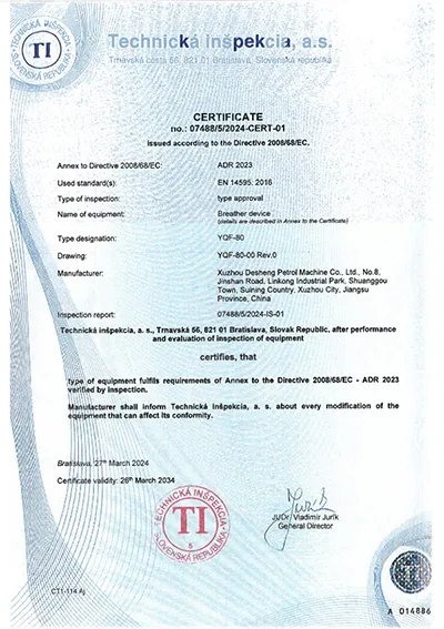 Chứng nhận ADR (Thiết bị thoát hơi)